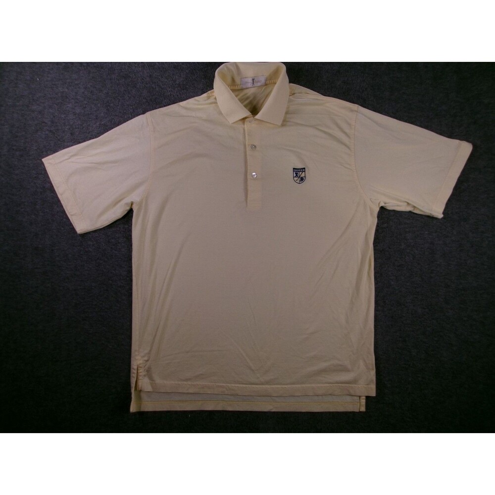 Harry Vardon Polo Shirt Mens L Yellow Mercerized Embroidered Crest Shaker Golf